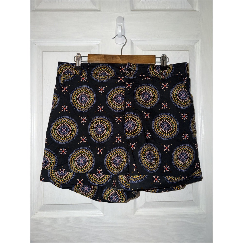 ANTHROPOLOGIE BLACK MOTIF ABSTRACT CITY SHORTS by MAEVE SIZE 14 High‎ Rise Boho